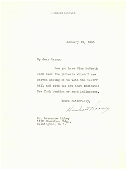 1935 Herbert Hoover Signed Letter Dated January 19, 1935 (PSA/DNA)